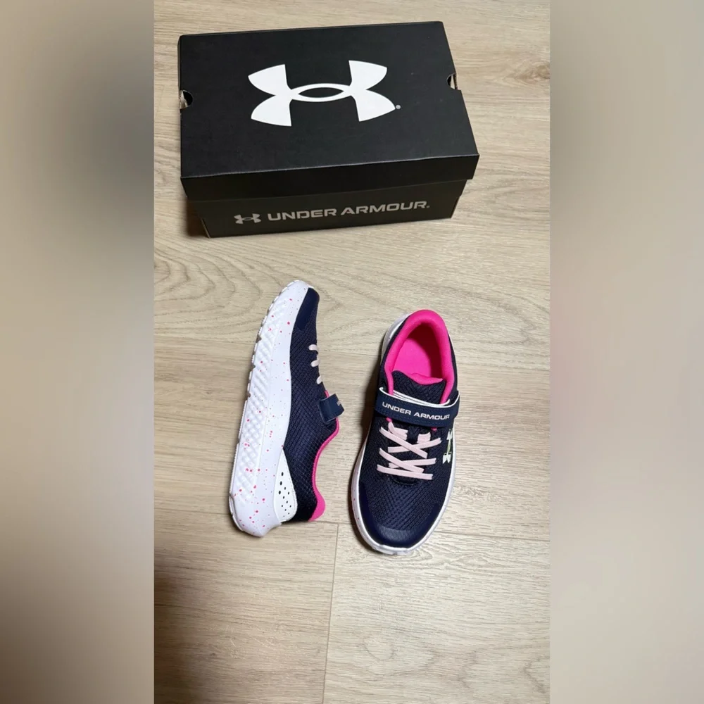 Under Armour Kids Navy and Pink Sneakers